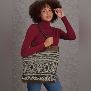 Thirty One Jewel Boho Aztec Rio Weave Reversable Tote Bag